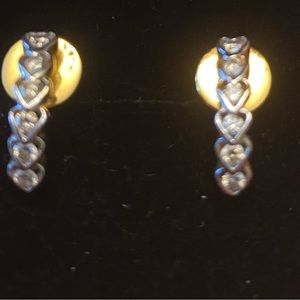 New Natural Diamond Heart Hoop Earrings in 18k Solid Gold